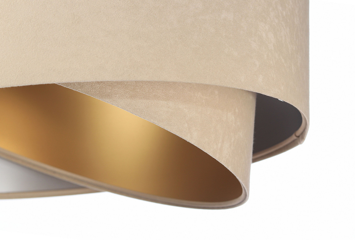 Beżowa lampa wisząca asymetria z welurowym abażurem ze złotym i srebrnym wnętrzem MEA MIX - BPS Koncept zdjęcie 4