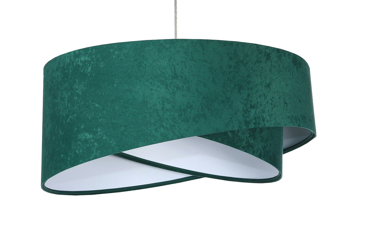 Zelená asymetrická závesná lampa s velúrovým tienidlom, abažúrom s bielym vnútrajškom RUBÍN - BPS Koncept obrázok 1
