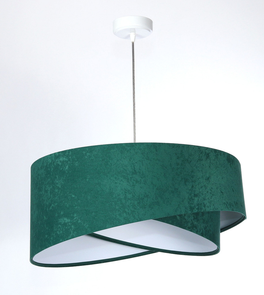 Zelená asymetrická závěsná lampa s velurovým stínidlem s bílým vnitřkem RUBIN - BPS Koncept obrázek 3