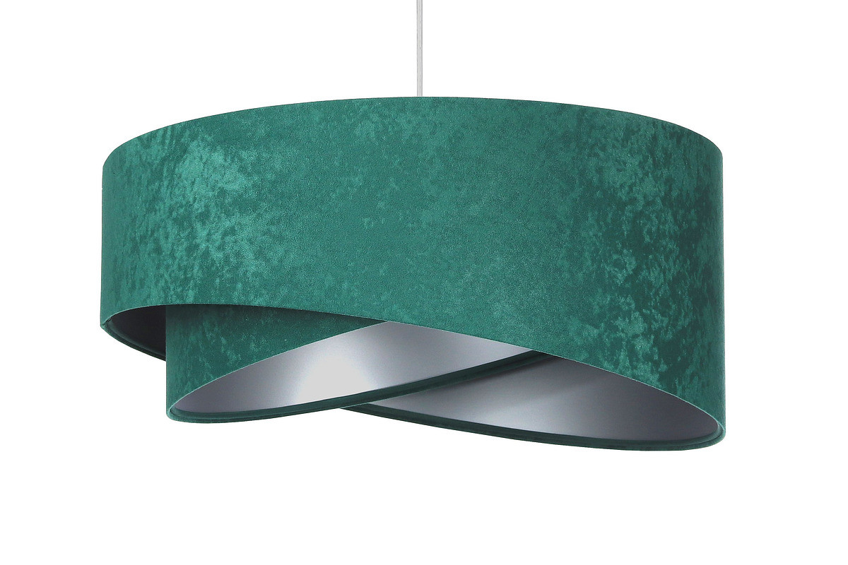 Zeleno-stříbrná závěsná lampa s velurovým asymetrickým stínidlem RUBIN - BPS Koncept obrázek 1