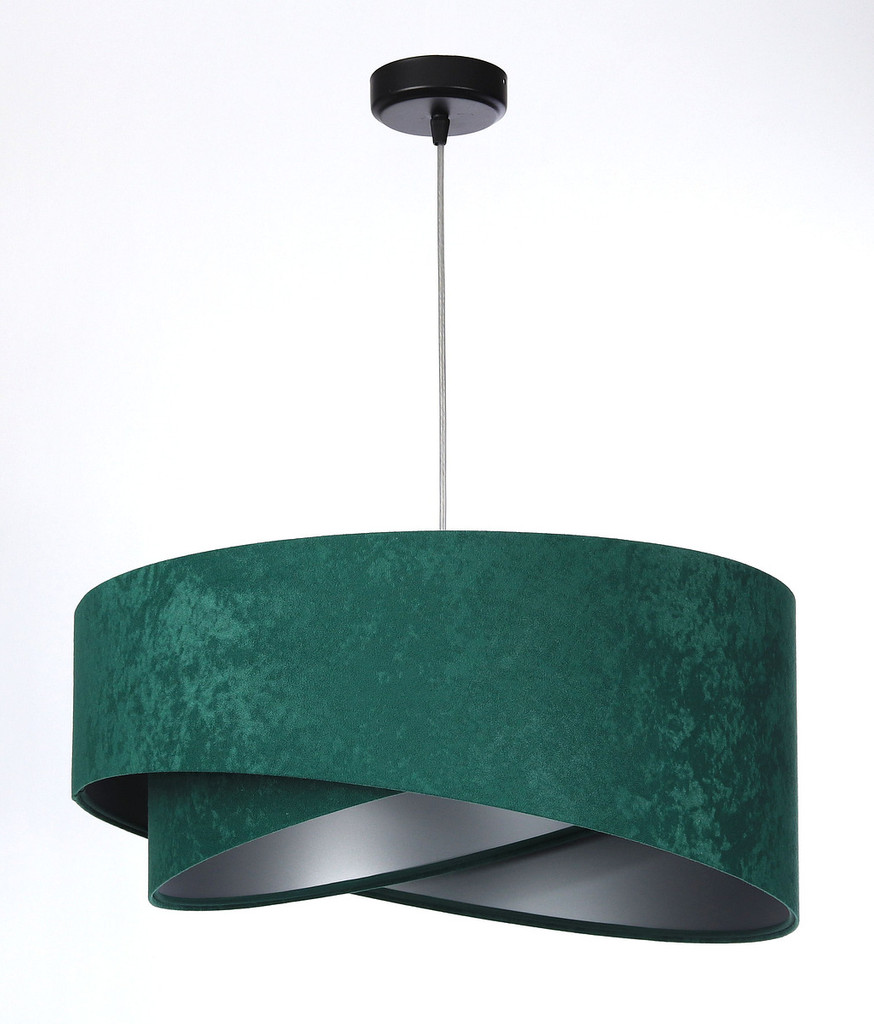 Zeleno-strieborná závesná lampa s velúrovým asymetrickým tienidlom RUBÍN - BPS Koncept obrázok 2