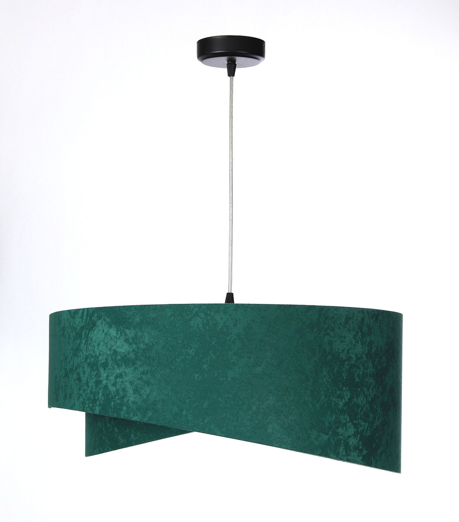 Zeleno-stříbrná závěsná lampa s velurovým asymetrickým stínidlem RUBIN - BPS Koncept obrázek 4