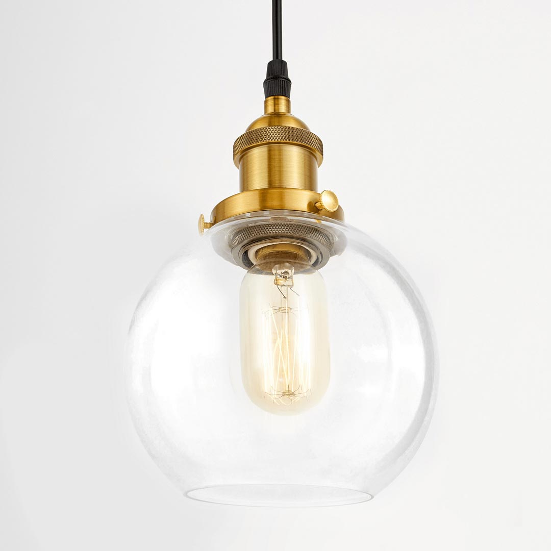 Szklana, loftowa lampa wisząca w mosiężnej oprawie NAVARRO - Lumina Deco zdjęcie 3