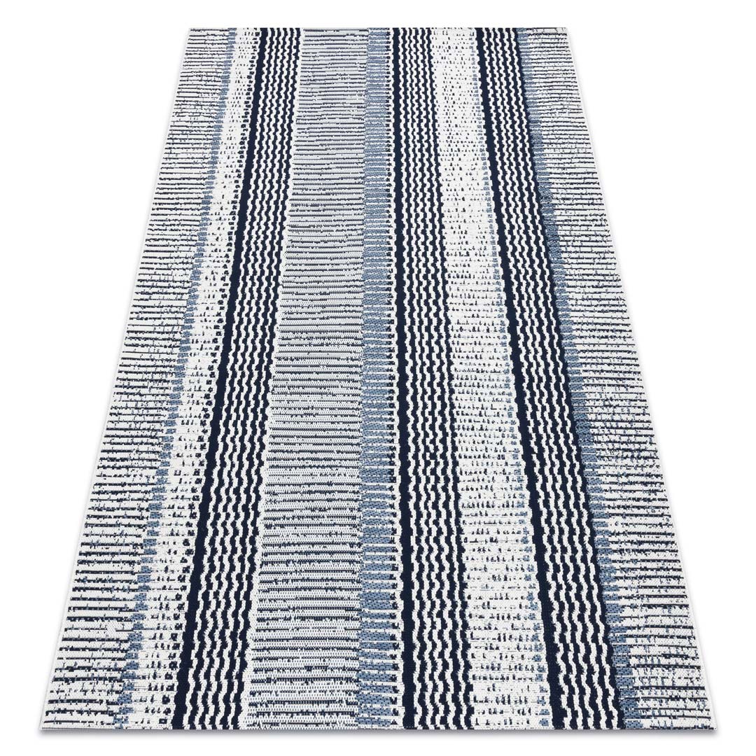 Pruhovaný provázkový koberec, bílý/modrý/tmavě modrý, boho a skandinávský styl, vnitřní i venkovní - BETTY - Dywany Łuszczów obrázek 2