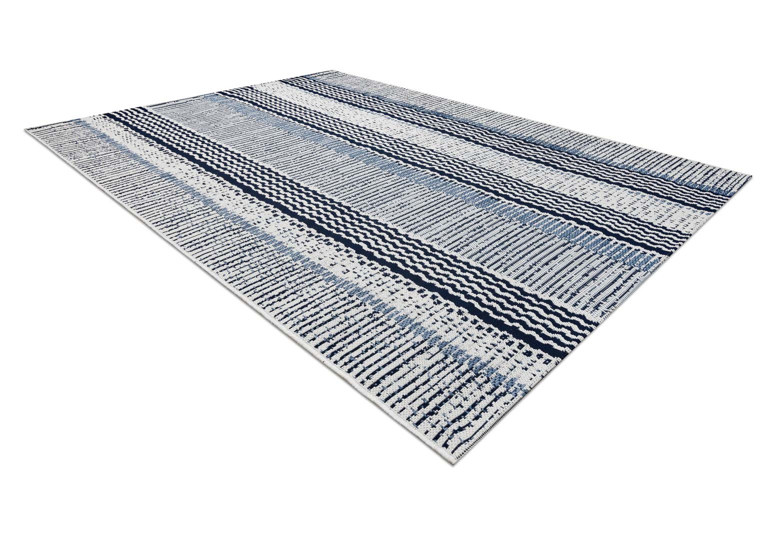 Pruhovaný provázkový koberec, bílý/modrý/tmavě modrý, boho a skandinávský styl, vnitřní i venkovní - BETTY - Dywany Łuszczów obrázek 3