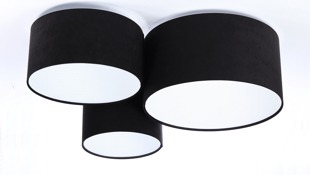 Black ceiling lamp with cylindrical velour lampshades in various sizes with white lining - FLOYD - BPS Koncept image 3
