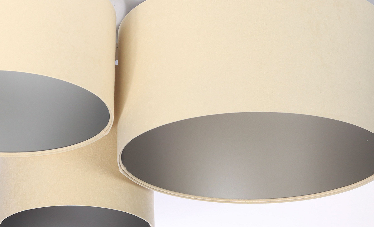 Kremowo-srebrna lampa sufitowa z kloszami w kształcie walca z weluru NOEL - BPS Koncept zdjęcie 4