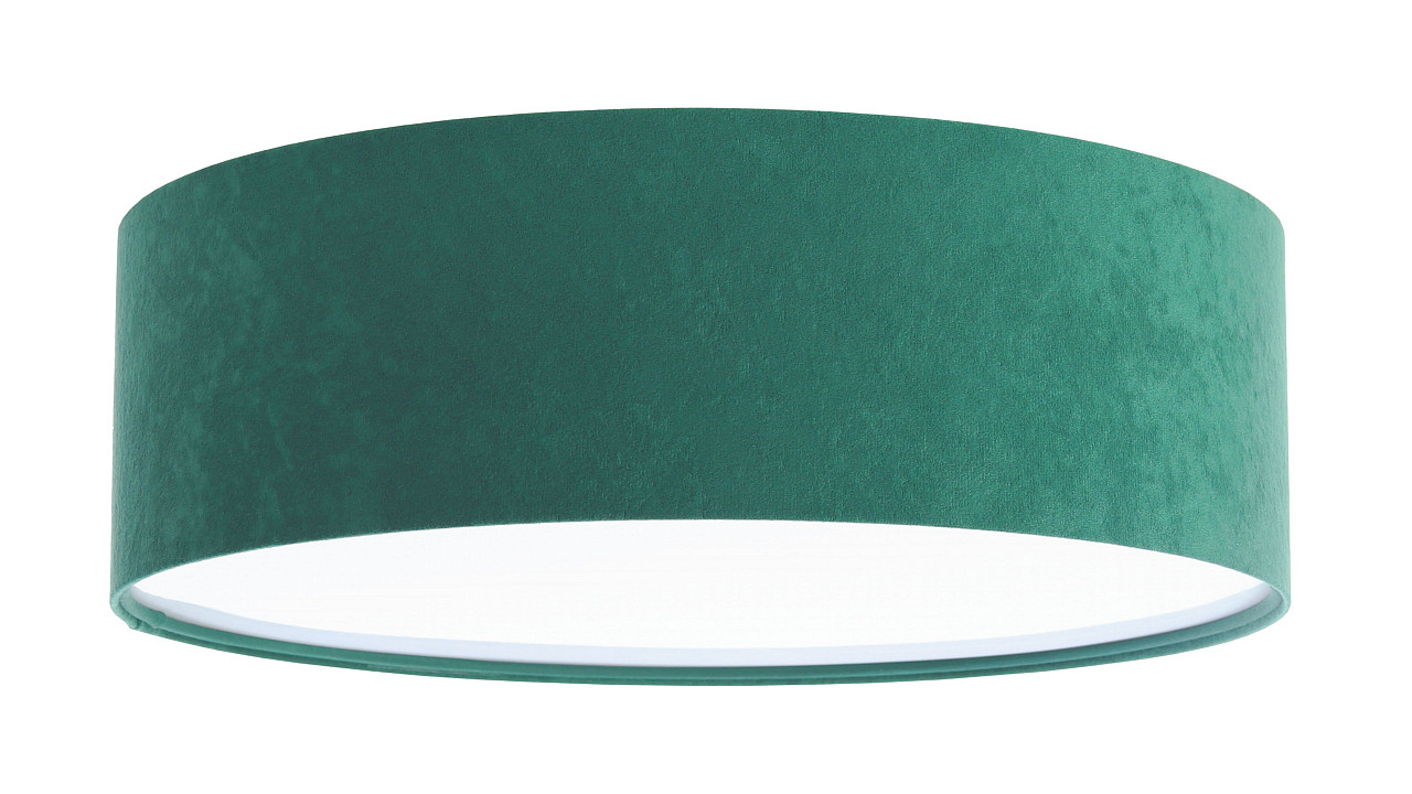 Zielona lampa sufitowa z okrągłym, walcowym abażurem z weluru, plafon ROWEL - BPS Koncept zdjęcie 1