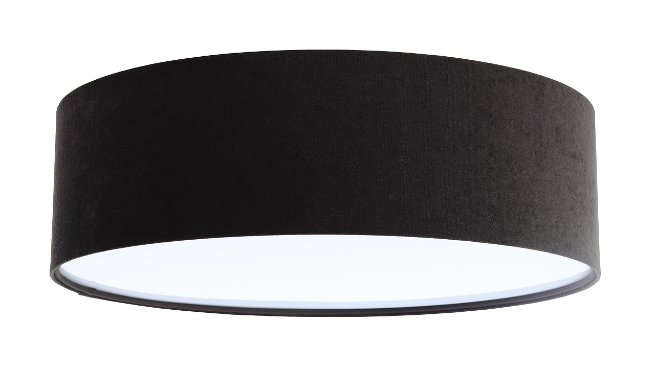 Černá stropní lampa s velurovým stínidlem ve tvaru válce, stropní svítidlo ALON - BPS Koncept obrázek 1