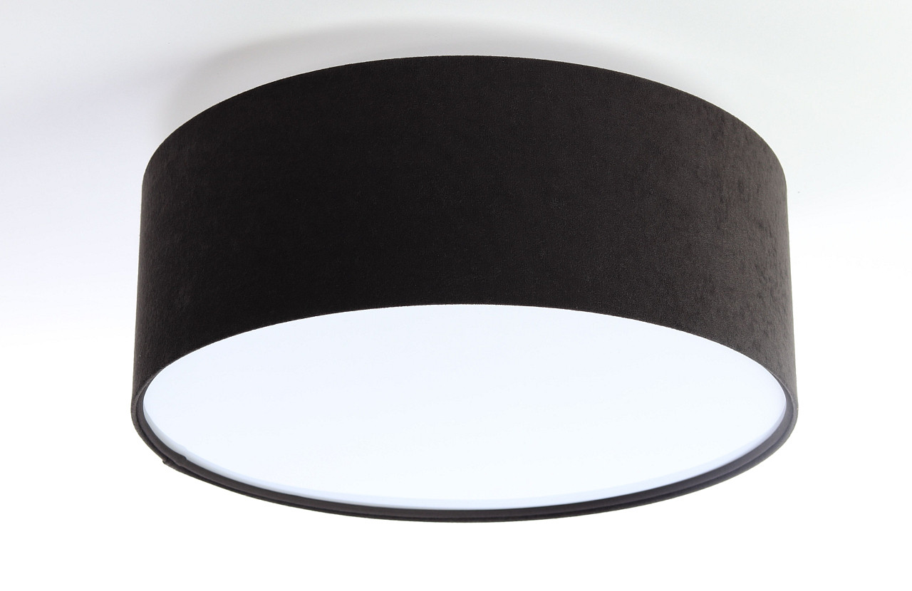 Černá stropní lampa s velurovým stínidlem ve tvaru válce, stropní svítidlo ALON - BPS Koncept obrázek 3