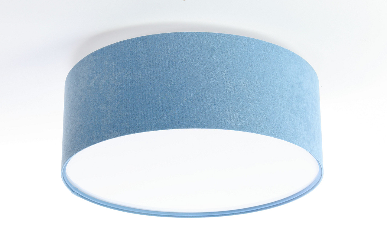 Modrá stropná lampa, valcová stropnica s okrúhlym abažúrom, tienidlom z velúru - BPS Koncept obrázok 3