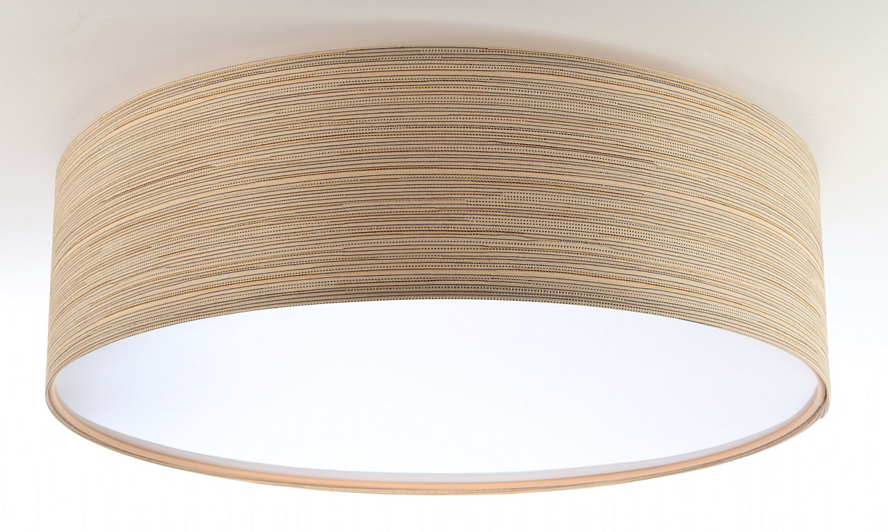Kremowo-beżowa lampa sufitowa z walcowym abażurem ze strukturalnej tkaniny o naturalnym wyglądzie EVAN - BPS Koncept zdjęcie 3