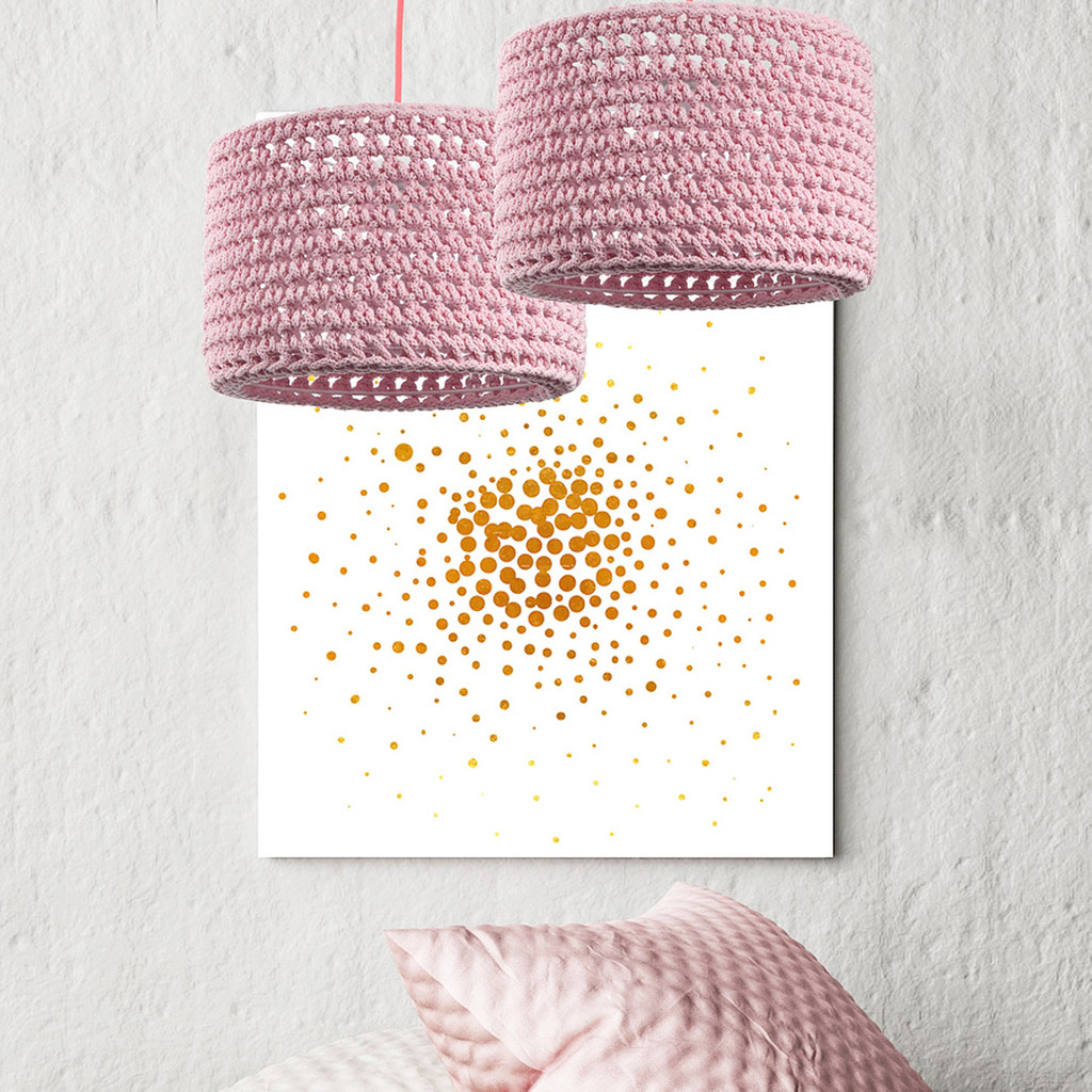 Różowa lampa wisząca z ręcznie szydełkowanym, bawełnianym abażurem ARIADNA - BPS Koncept zdjęcie 2