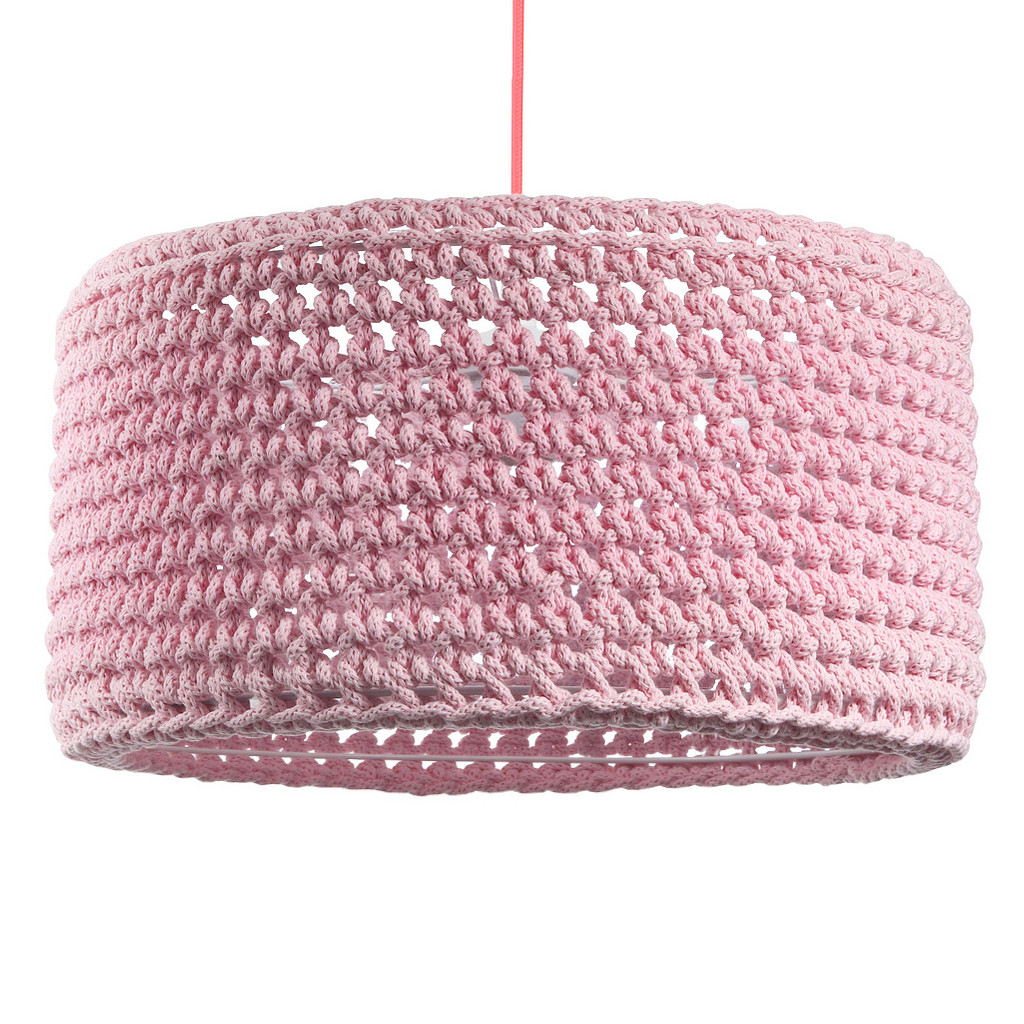Różowa lampa wisząca z ręcznie szydełkowanym, bawełnianym abażurem ARIADNA - BPS Koncept zdjęcie 1