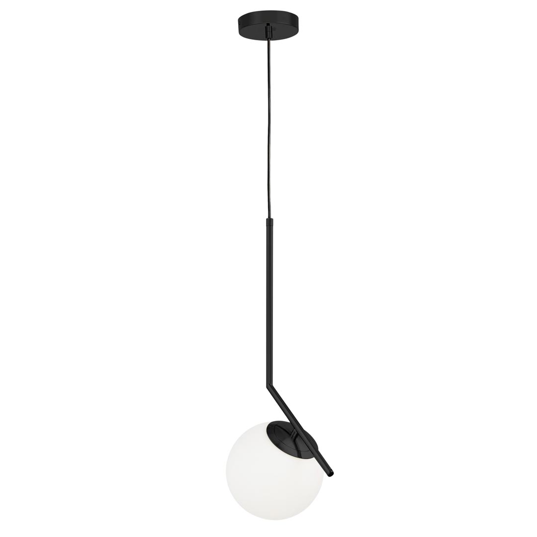 Czarna, stylowa lampa wisząca SORENTO, nowoczesna z białym okrągłym kloszem - Lumina Deco zdjęcie 4