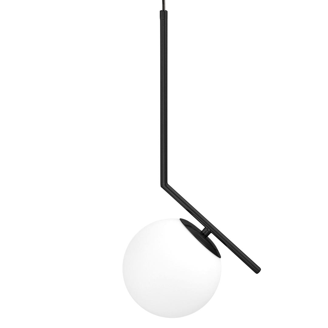 Czarna, stylowa lampa wisząca SORENTO, nowoczesna z białym okrągłym kloszem - Lumina Deco zdjęcie 1