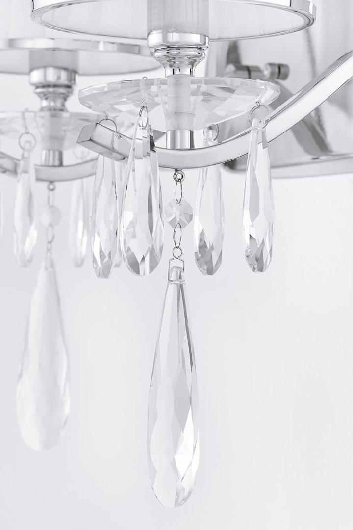 Dvojitá nástěnná lampa s křišťálovými krystaly ALESSIA W2, stříbrná, chromovaná, bílá stínítka - Lumina Deco obrázek 3