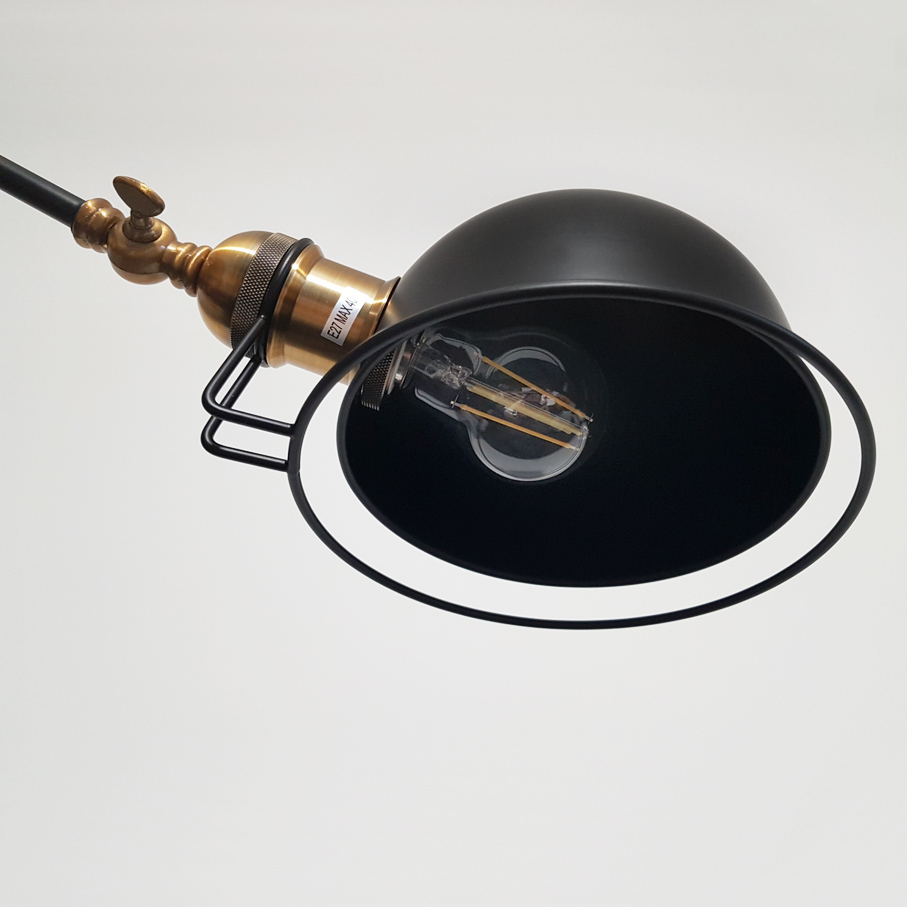 Nástěnná  kloubová lampa, černé loftové svítidlo GLUM W2 nastavitelné rameno pro čtení - Lumina Deco obrázek 3