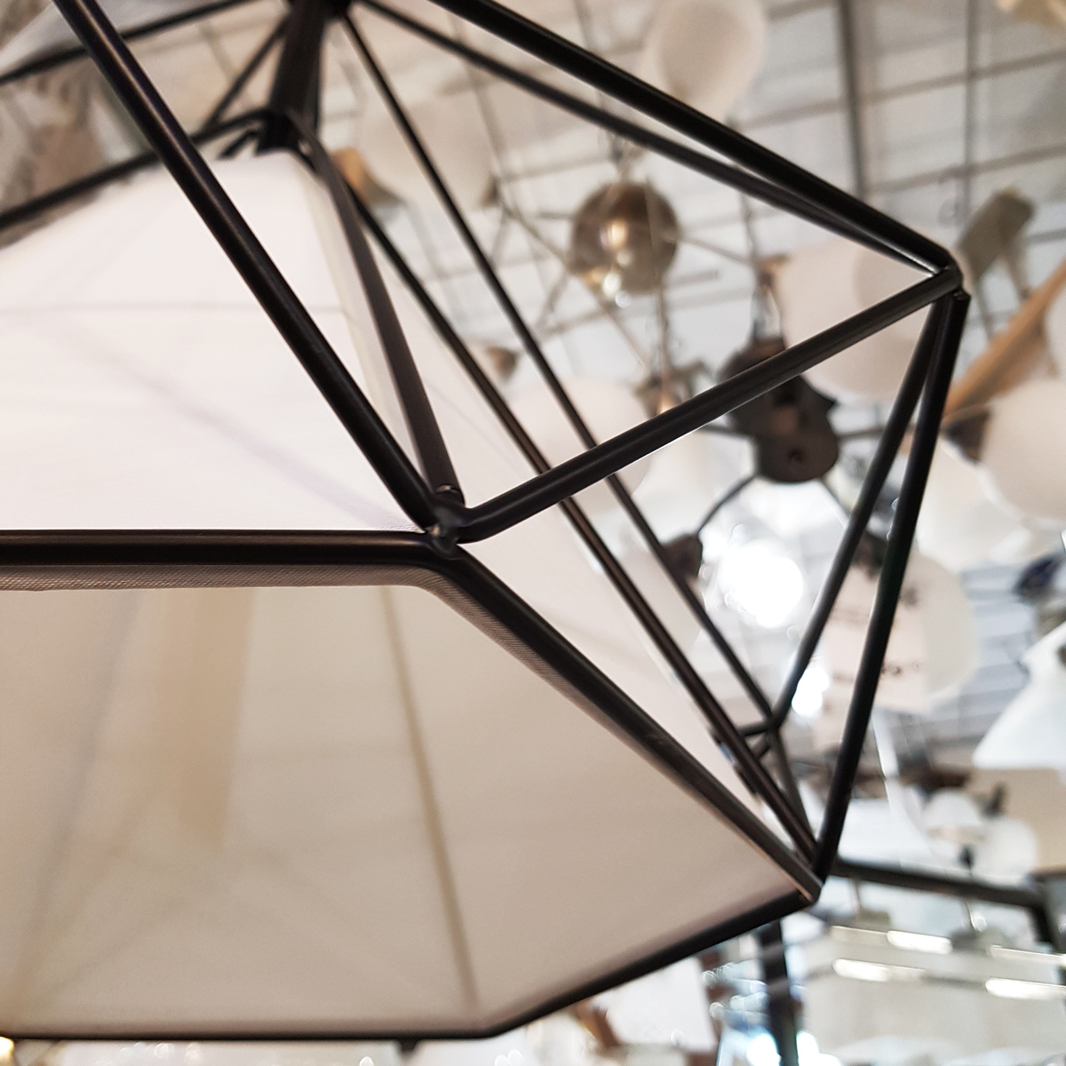 Černá drátěná stropní lampa, lustr, diamant FORTI průmyslová, loftová, skandinávská - Lumina Deco obrázek 4