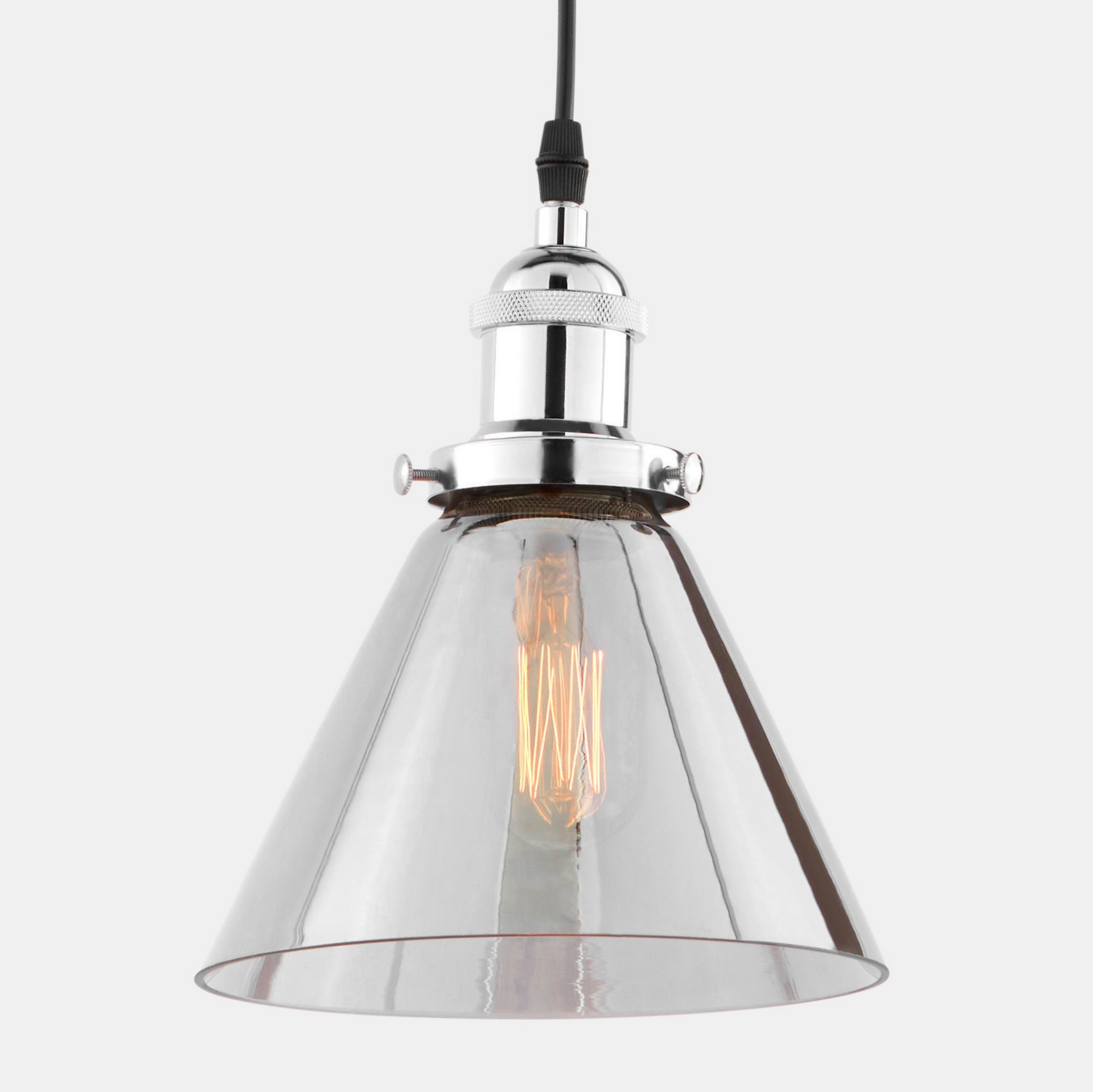 Dymiona lampa wisząca industrialna NUBI CHROM W1, loftowa, stożkowa, chromowana - Lumina Deco zdjęcie 4
