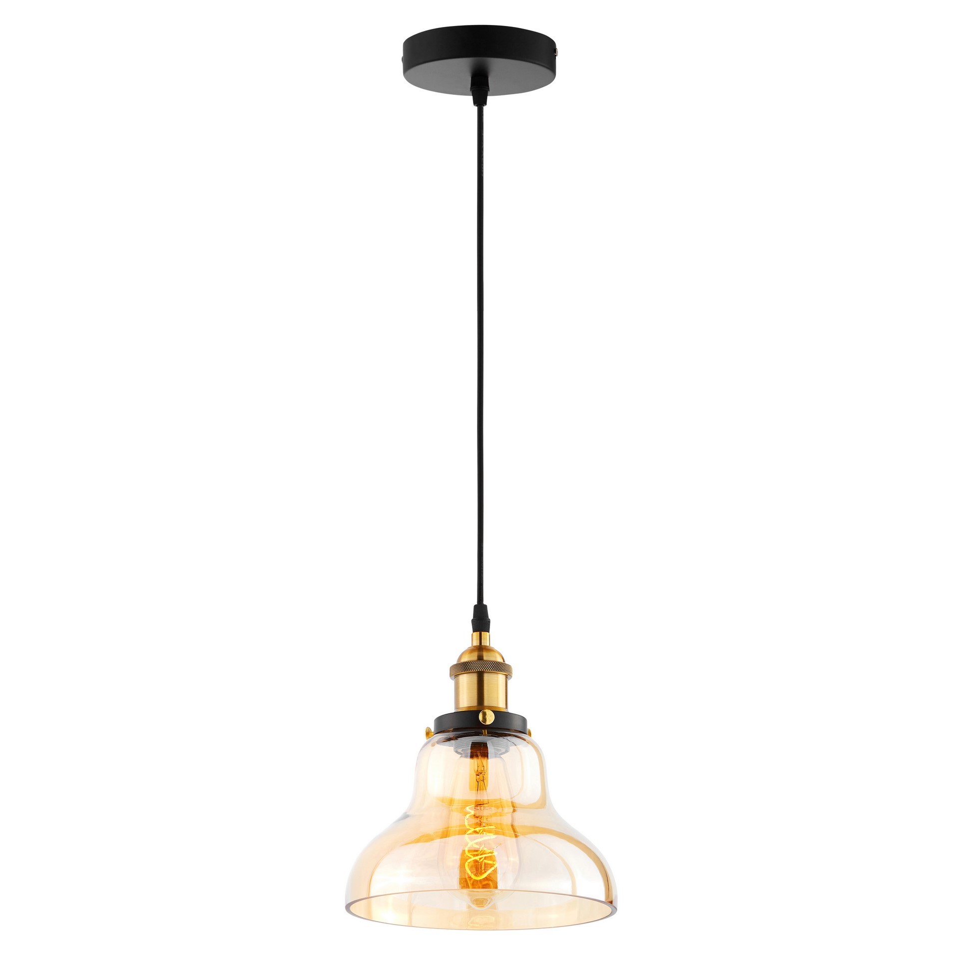 Jantarová závěsná lampa ZUBI skleněná kopule industriální retro vintage - Lumina Deco obrázek 3