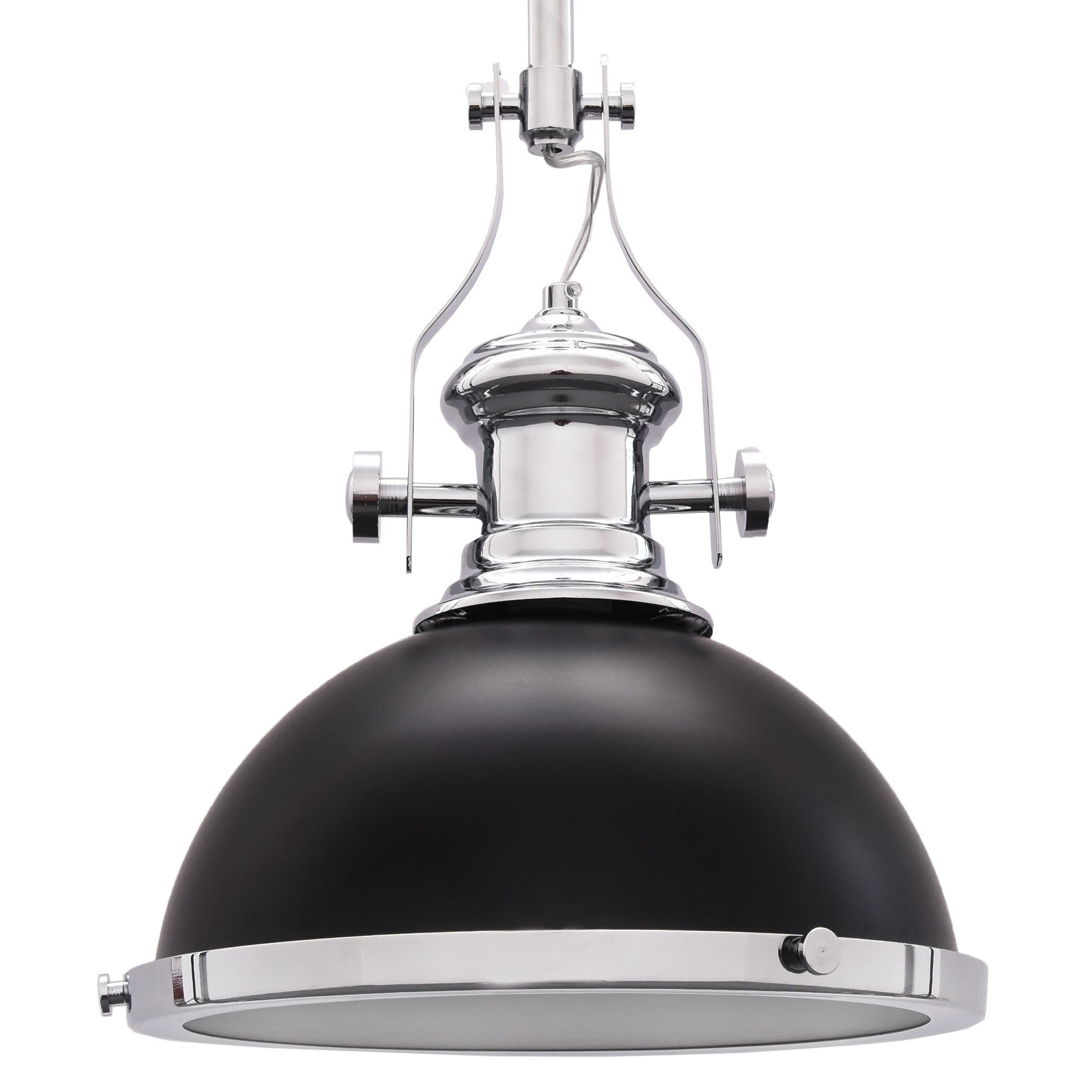 Čierna priemyselná kovová závesná lampa ETTORE, industriálna kovová matná kupola - Lumina Deco obrázok 1
