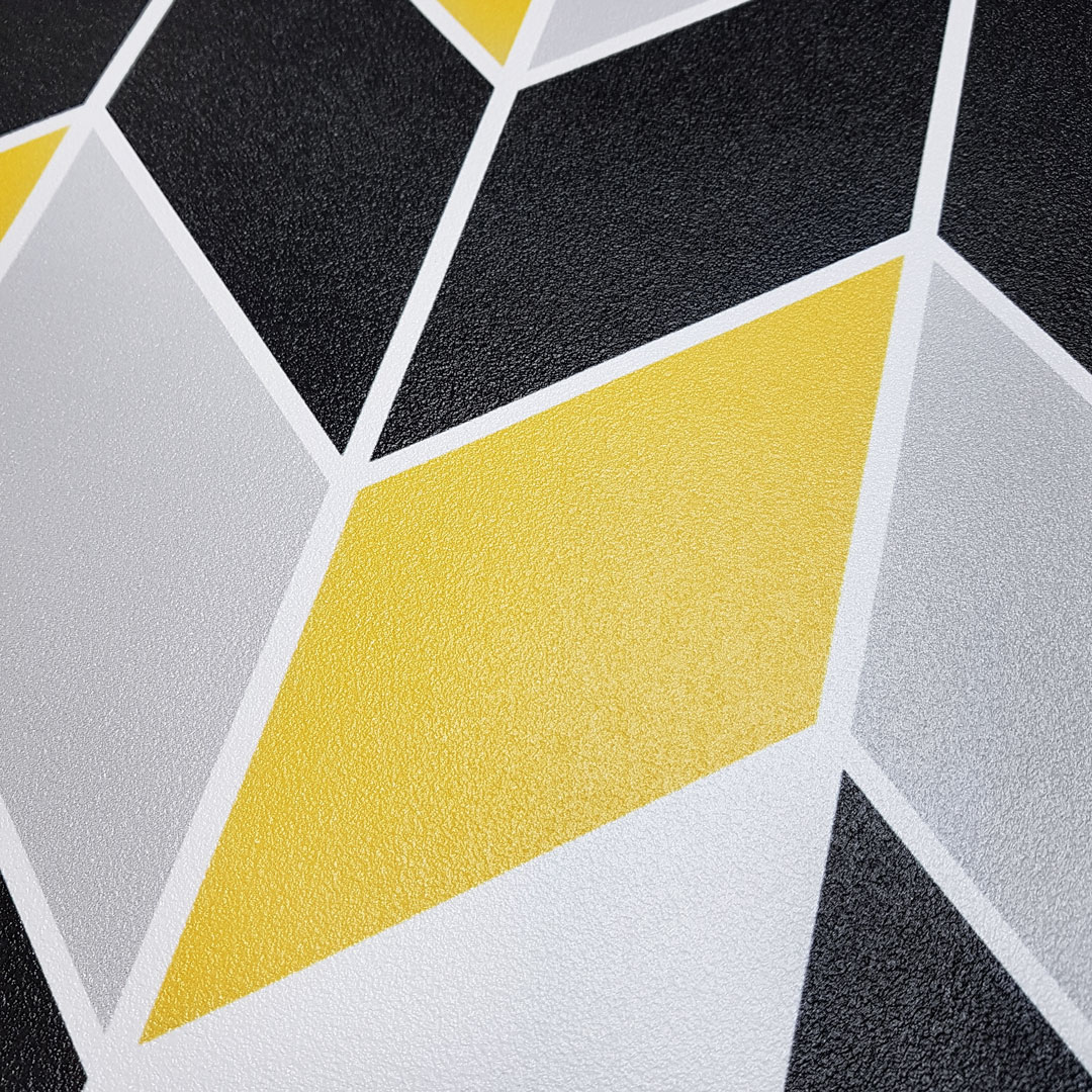 Chevron herringbone modern wallpaper black-grey-yellow-white - Dekoori image 4