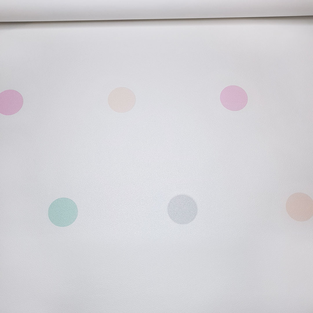Colourful pastel 5 cm dots wallpaper - Dekoori image 3