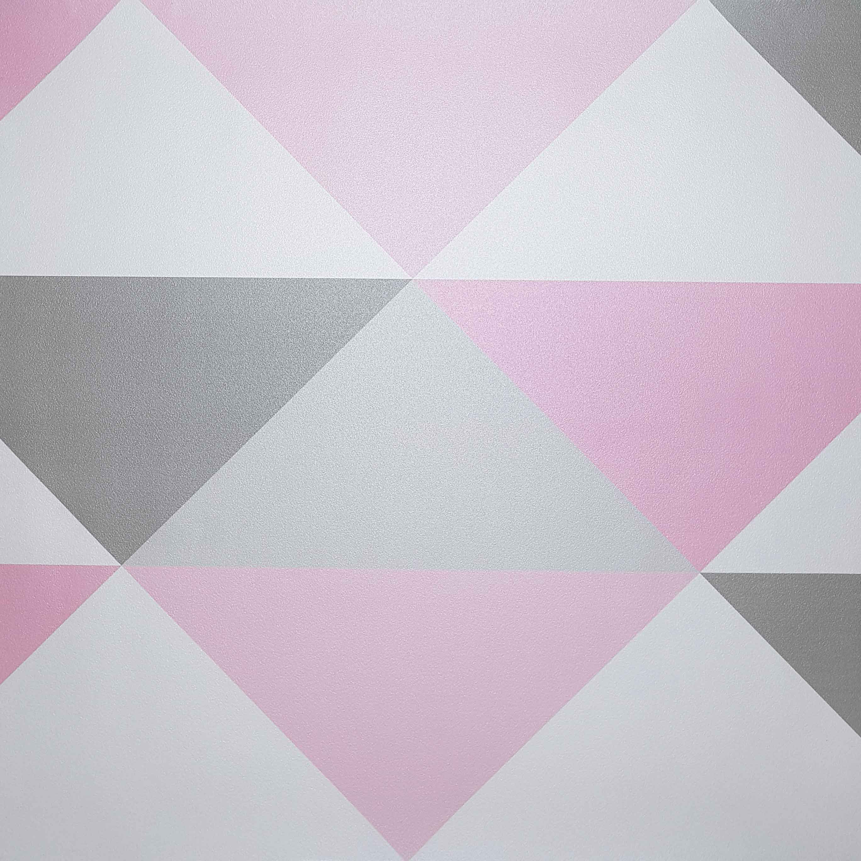 Geometrická škandinávska tapeta s bielo-sivo-ružovými pastelovými TROJUHOLNÍKmi 33 cm - Dekoori obrázok 3