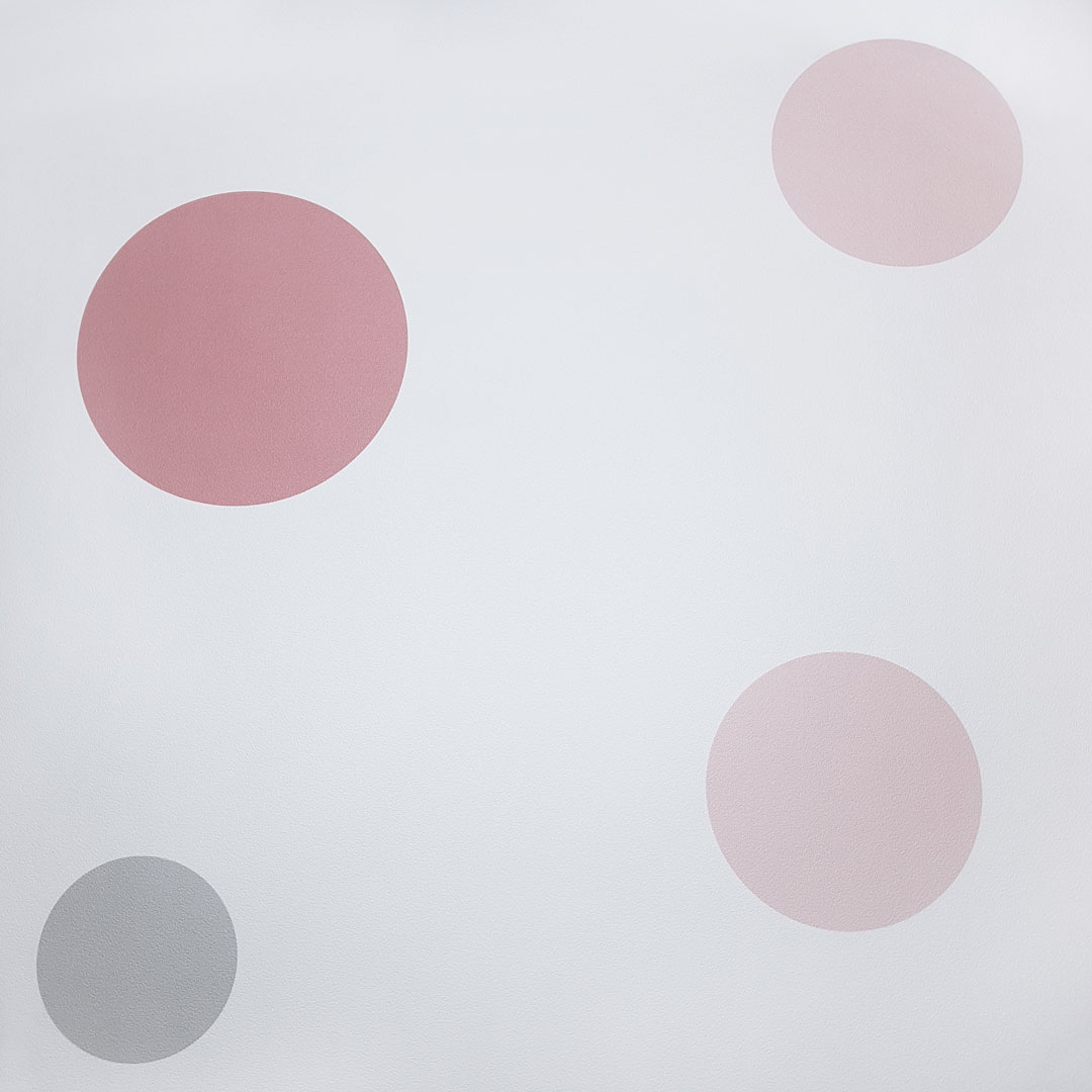 Pastel wallpaper for baby's room with pink and grey bubbles, circles, dots - Dekoori image 3