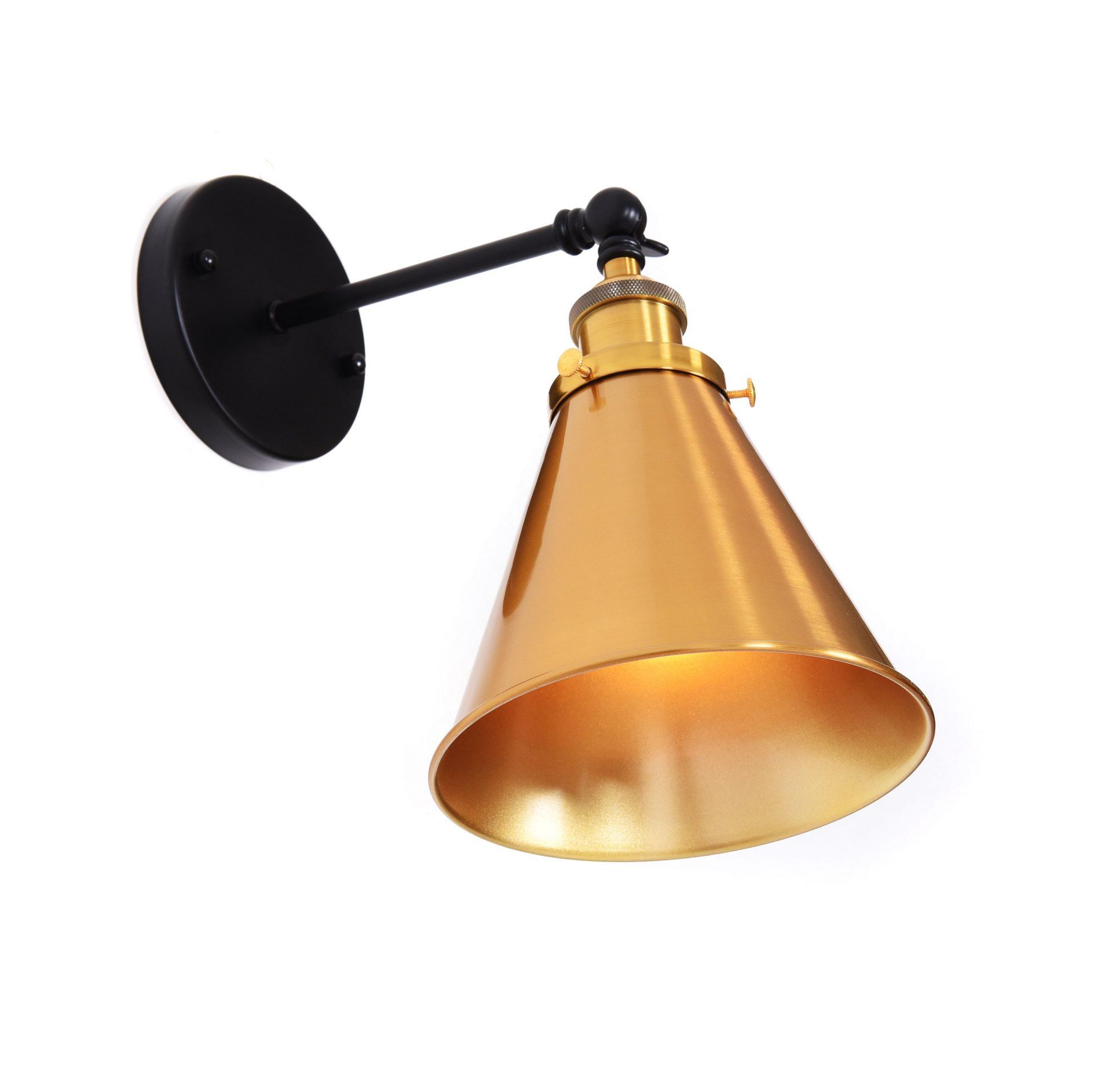 Złoty, loftowy kinkiet, lampa ścienna w czarnej oprawie GORI W1 - Lumina Deco zdjęcie 2