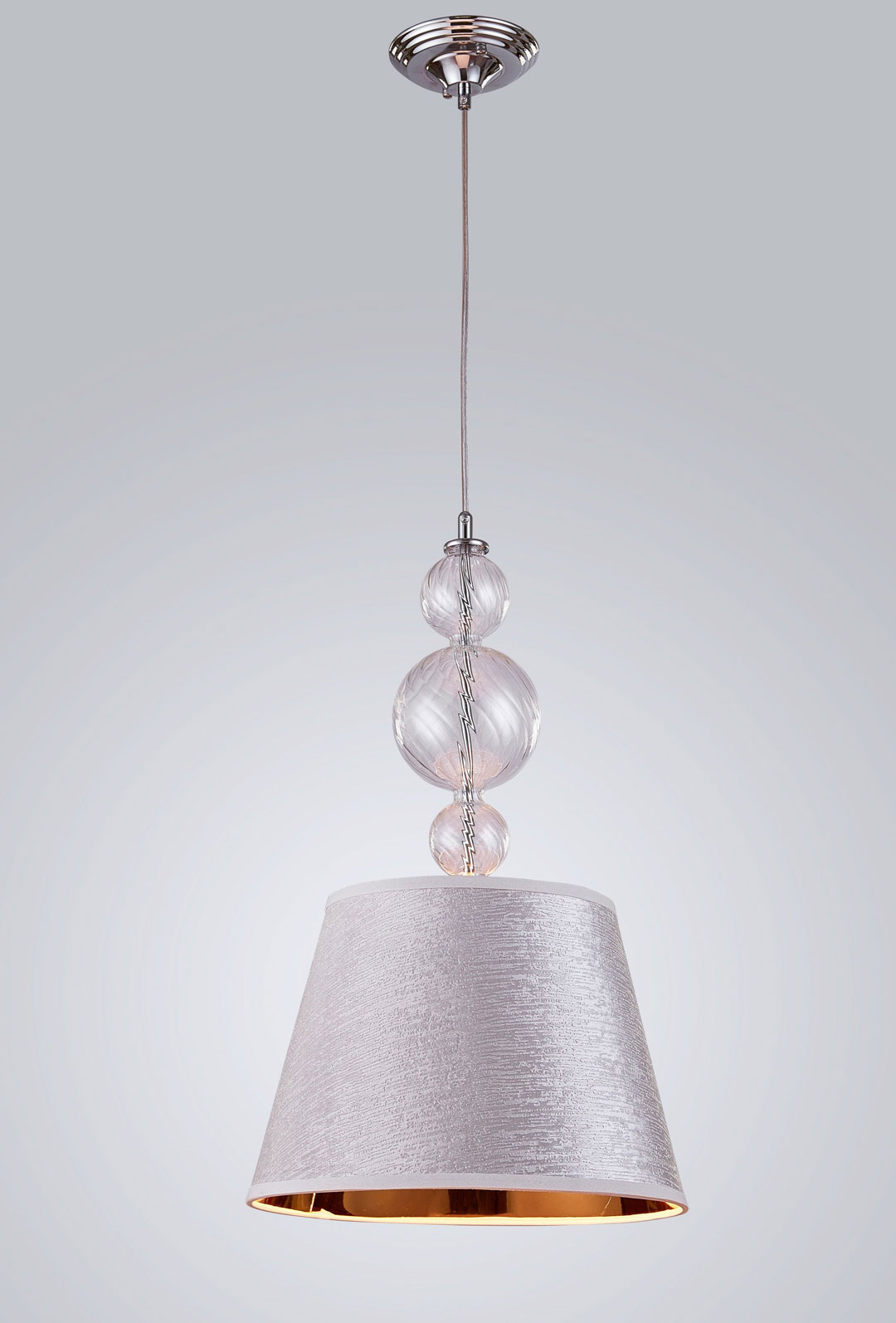 Srebrna, nowoczesna lampa wisząca z abażurem ze złotym wnętrzem MURANEO - Lumina Deco zdjęcie 3
