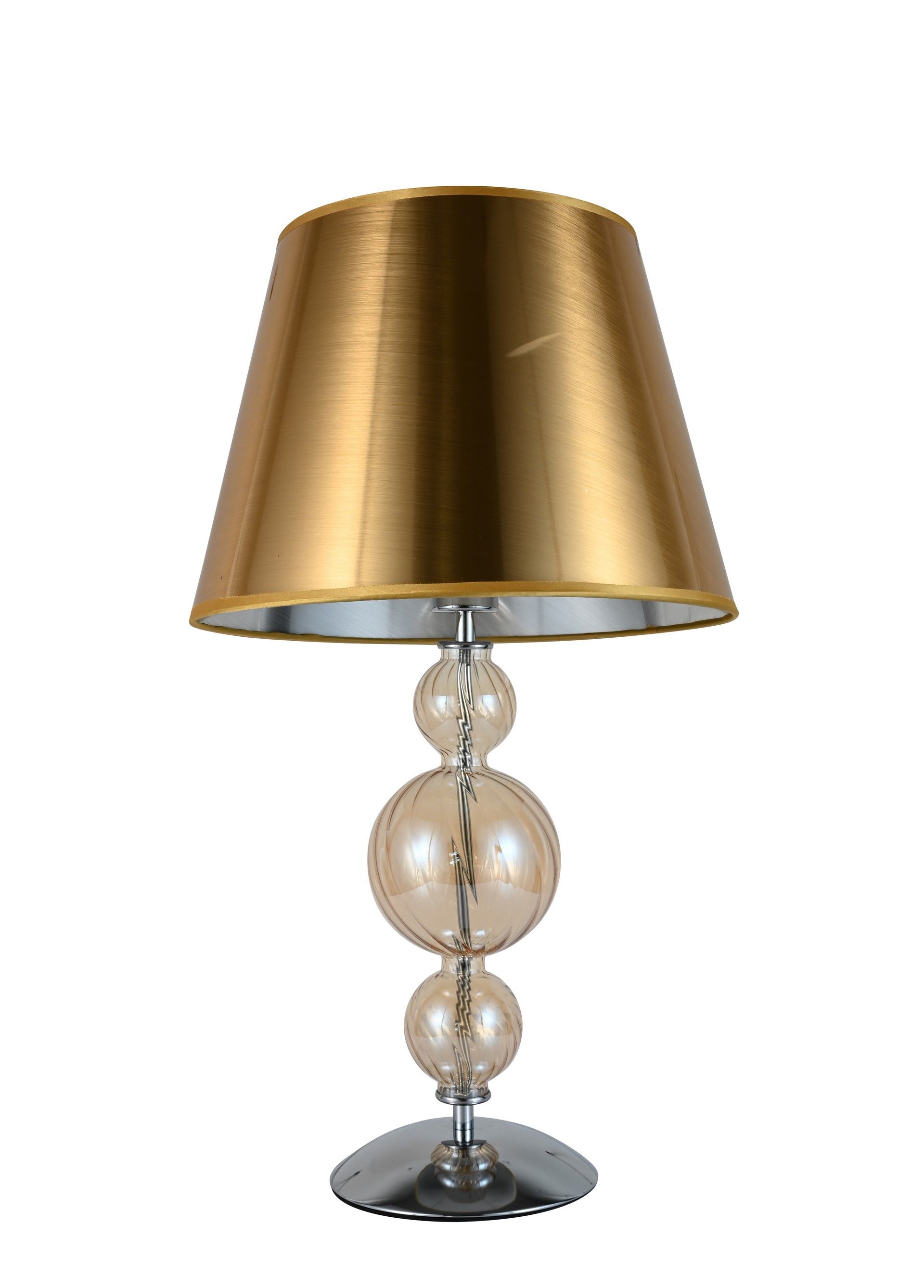 Złota lampka nocna z abażurem z materiału ze złotym wnętrzem, biurkowa, elegancka  MURANEO - Lumina Deco zdjęcie 2