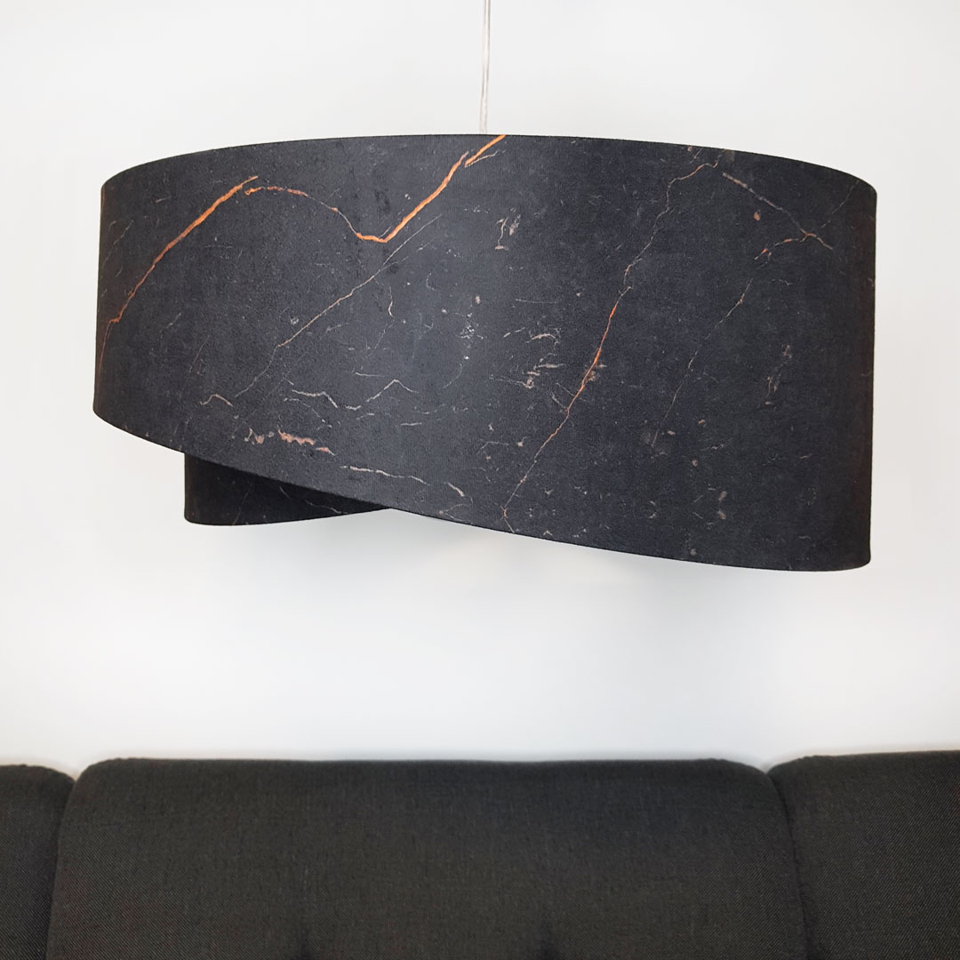 Black and gold asymmetrical pendant lamp with velour lampshade, marble pattern - MAGMA - BPS Koncept image 4