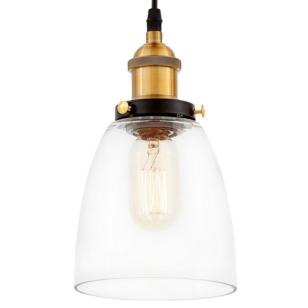 Lampa wisząca loft skandynawska FABI szklana, przezroczysta, industrialna, zwis - Lumina Deco zdjęcie 1