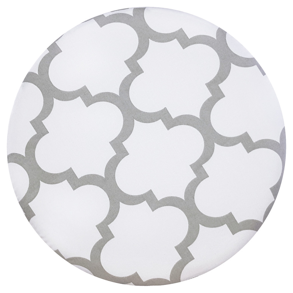 White pouf Scandinavian design grey pattern Moroccan clover - Lily Pouf image 3