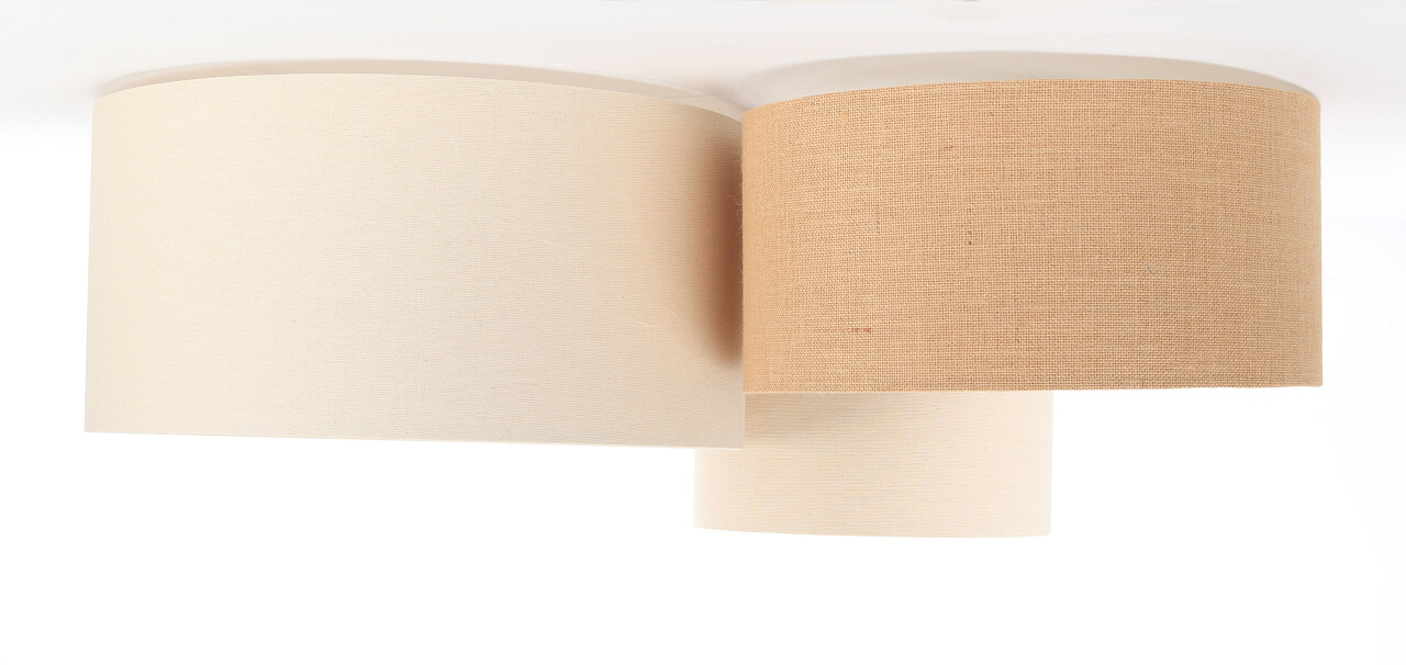 Kremowo-beżowa lampa sufitowa z jutowymi i lnianymi abażurami w kształcie walca, plafoniada BOHO - BPS Koncept zdjęcie 4