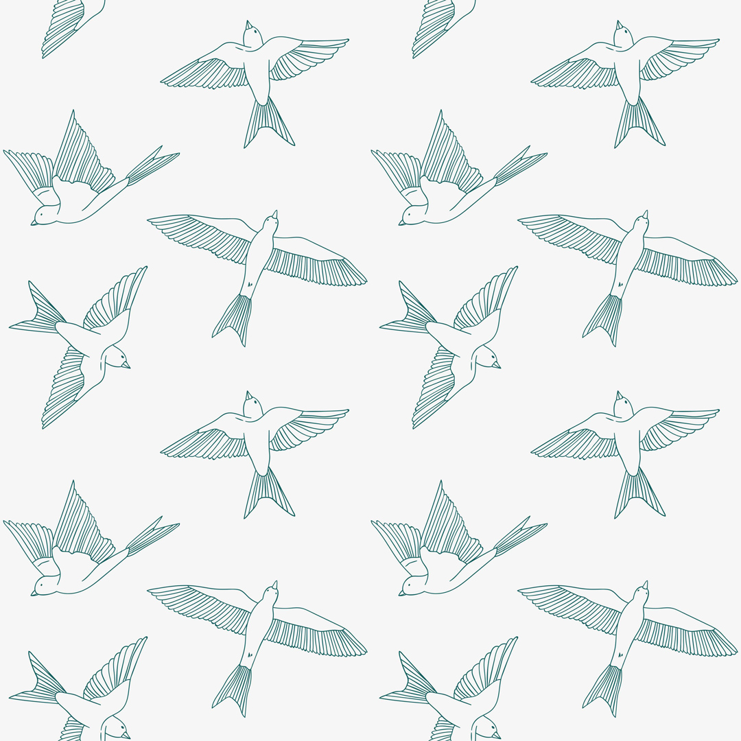 Tapeta s tyrkysovými létajícími ptáky ve stylu BOHO na šedém pozadí - Dekoori obrázek 1