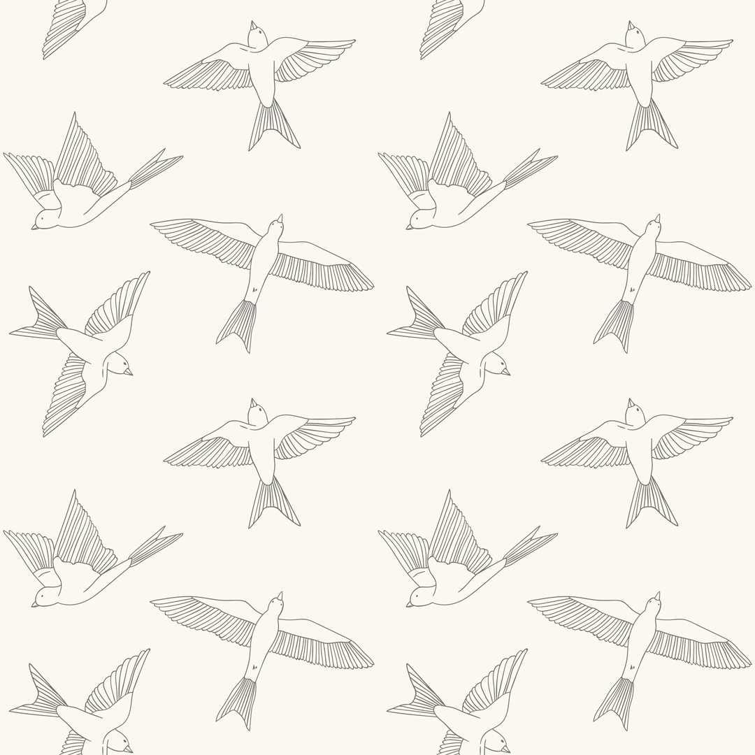 Jemná béžová tapeta na zeď s šedými létajícími ptáky BOHO - Dekoori obrázek 1
