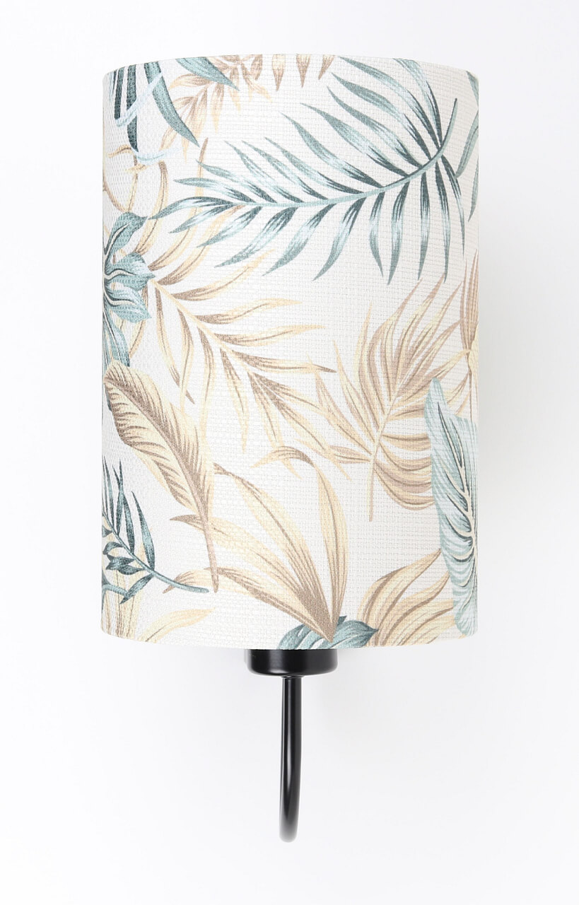 Kremowy kinkiet, lampa ścienna w kształcie tuby z abażurem w liście palmy i monstery PORTLAND - BPS Koncept zdjęcie 3