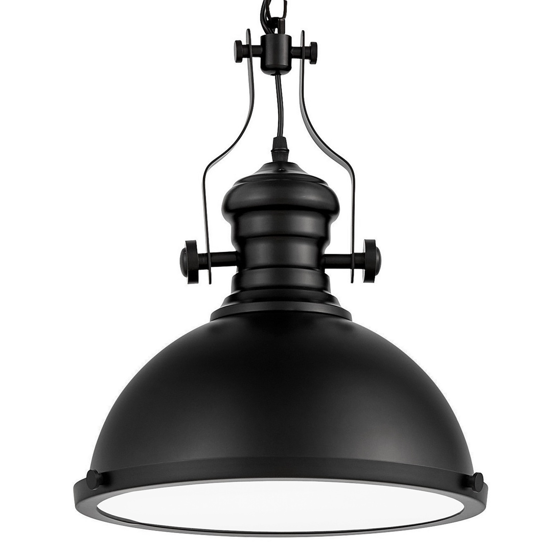 Black loft industrial retro pendant light with metal dome shade - ELIGIO - Lumina Deco image 1