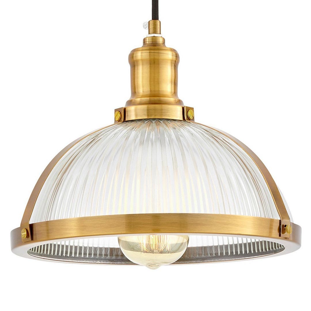 Elegantní skleněná závěsná lampa BRICO mosazná nastavitelná půlkulatá - Lumina Deco obrázek 1