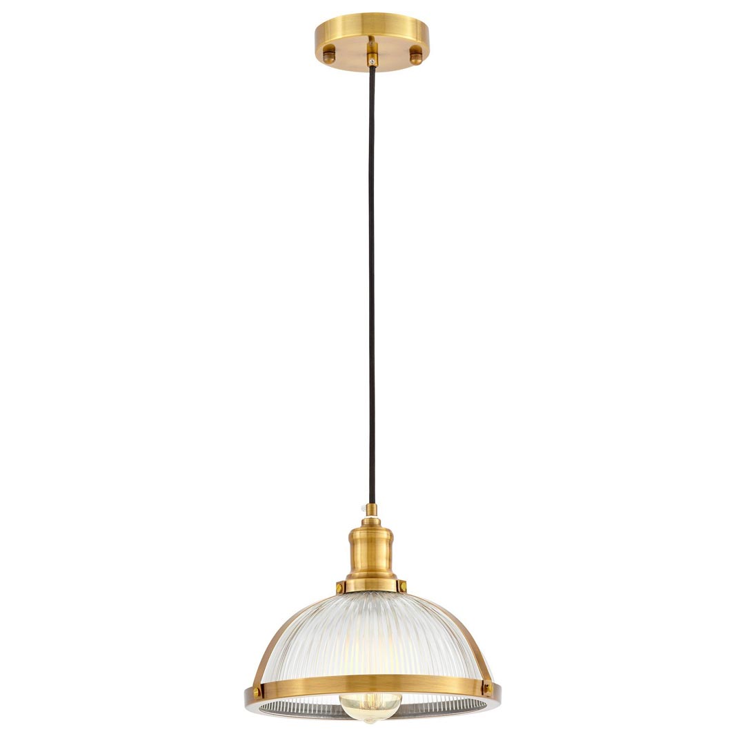 Elegantná sklenená závesná lampa BRICO, nastaviteľná, mosadzná, pologuľa - Lumina Deco obrázok 3