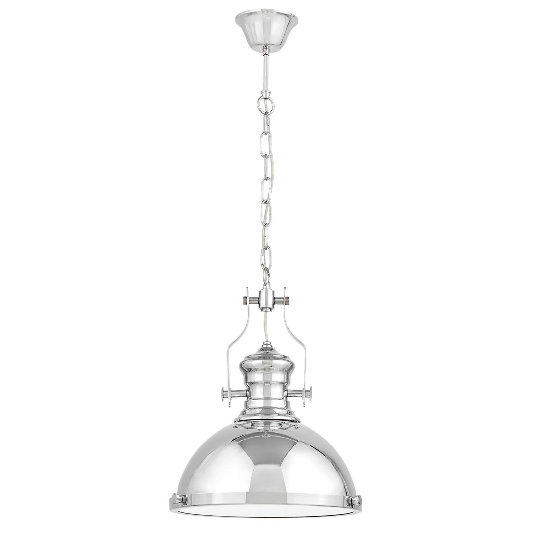 Stříbrná loftová stropní lampa ETTORE kovová, zavěšená na řetízku - Lumina Deco obrázek 3