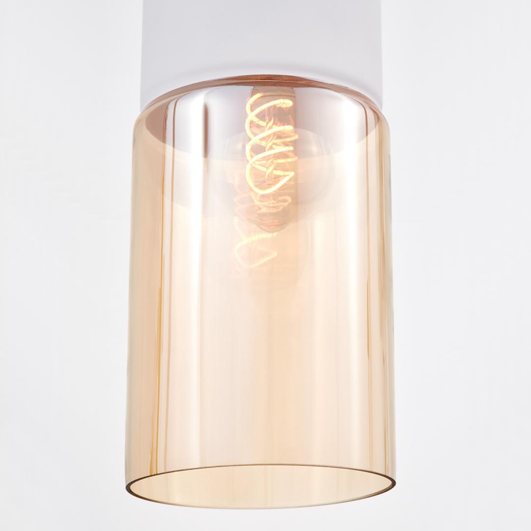 Bílá kovová industriální závěsná lampa, lustr ZENIA úzká skleněná trubice - Lumina Deco obrázek 4
