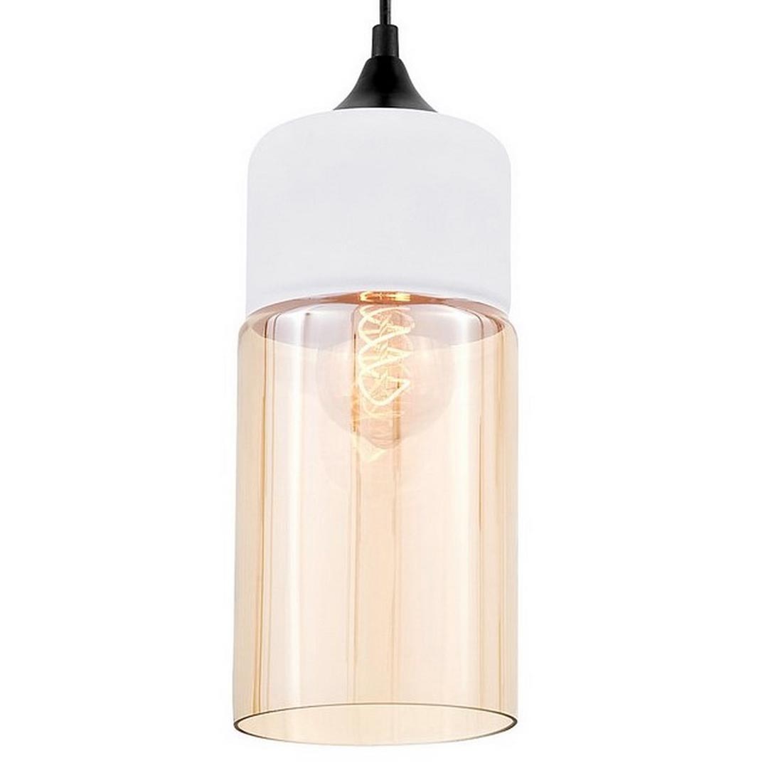 Bílá kovová industriální závěsná lampa, lustr ZENIA úzká skleněná trubice - Lumina Deco obrázek 1