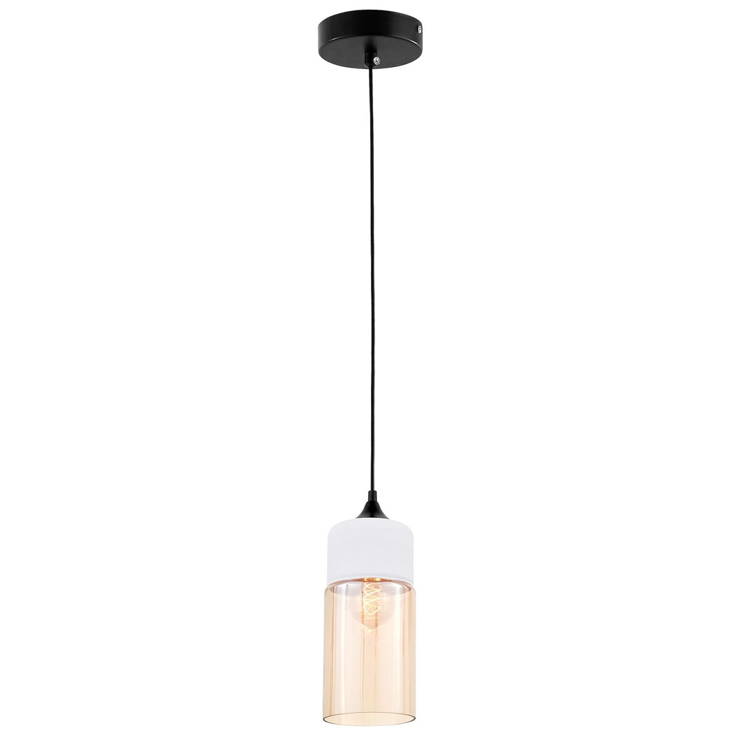 Bílá kovová industriální závěsná lampa, lustr ZENIA úzká skleněná trubice - Lumina Deco obrázek 2