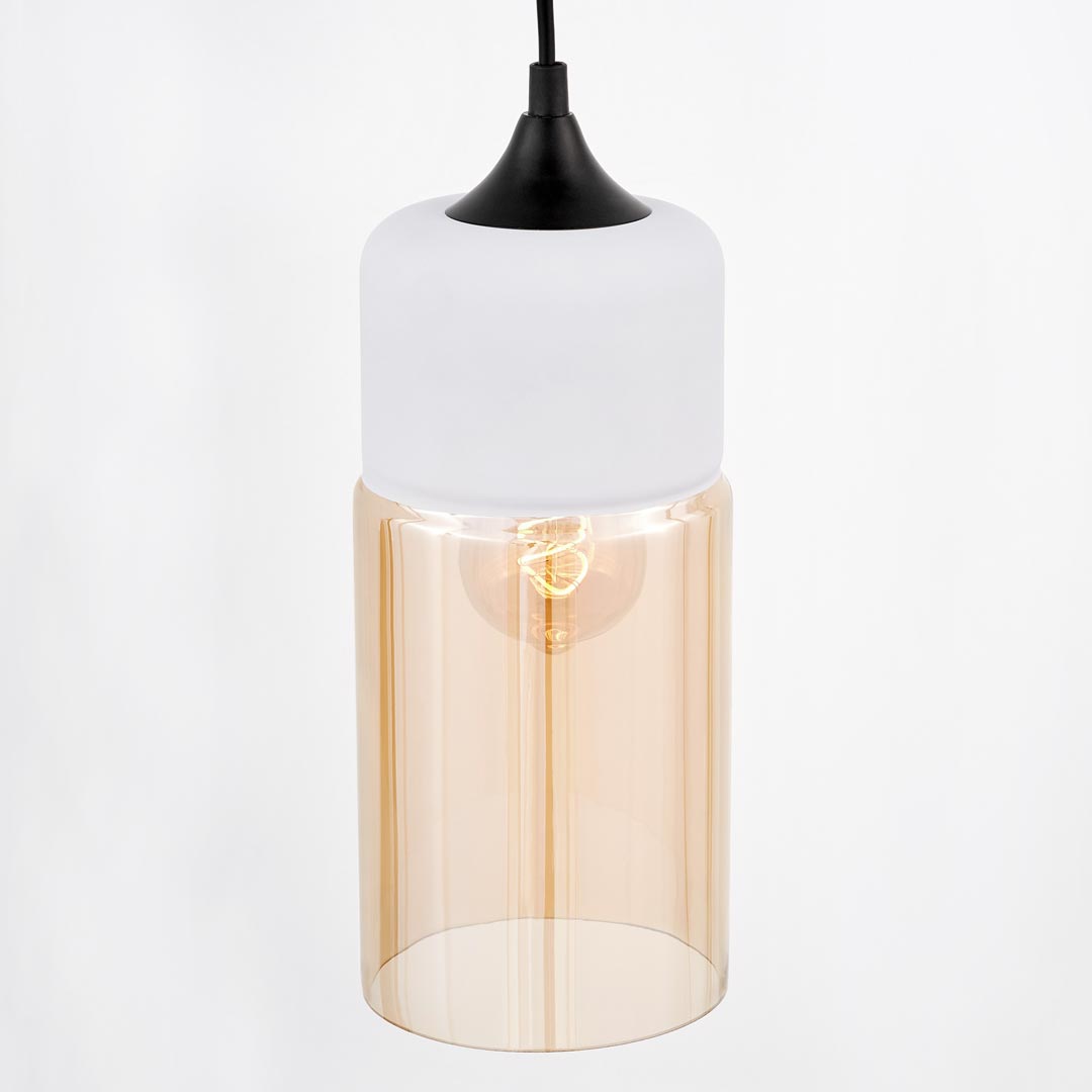 Bílá kovová industriální závěsná lampa, lustr ZENIA úzká skleněná trubice - Lumina Deco obrázek 3