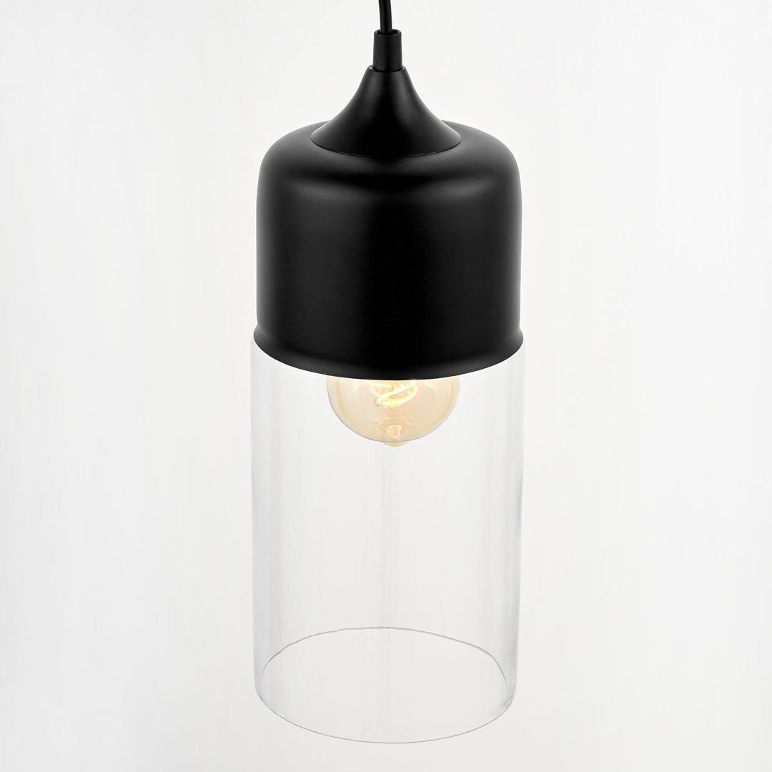 Moderní vertikální stropní svítidlo ZENIA černé kovové se skleněným stínidlem - Lumina Deco obrázek 3