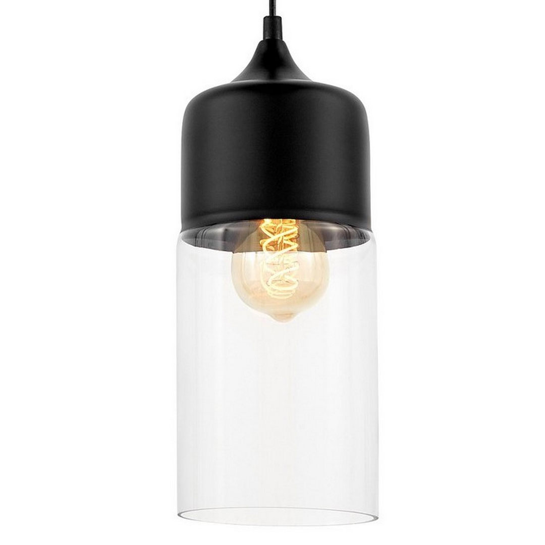 Moderní vertikální stropní svítidlo ZENIA černé kovové se skleněným stínidlem - Lumina Deco obrázek 1